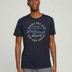 Großhandel 🔥 TOM TAILOR T-Shirt »T-Shirt mit Bio-Baumwolle mit Textprint« Cadmium bright orange, Calm cloud blue, Sky Captain Blue, Dark Smoke Green 😀 -Tom Tailor Verkaufsgeschäft 51eea91b cfdd 5ee2 85c0 dd2b2f517b58