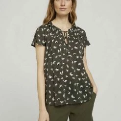 Coupon 🌟 TOM TAILOR Kurzarmbluse Khaki small floral design, Anemone blue, Khaki white outline leaves, Blau (51) ✔️ -Tom Tailor Verkaufsgeschäft 55c6eb09 d2cb 5b7f 8002 09e2281ee1c6