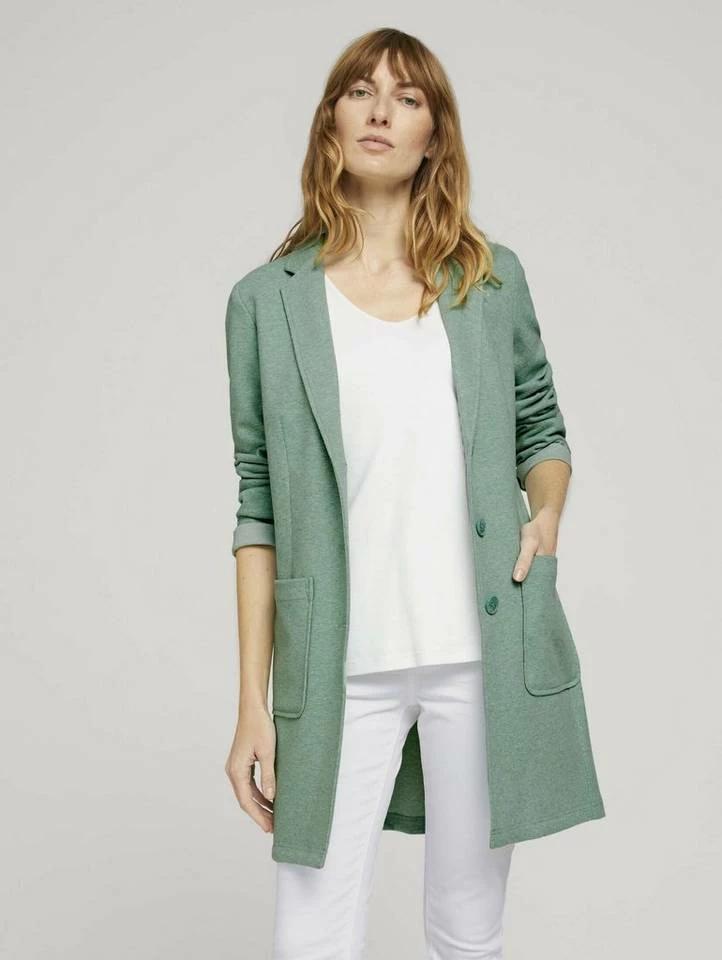 Bestpreis ✨ TOM TAILOR Regenmantel »Longblazer in Melange Optik« Soft leaf green melange, Indigo melange, Desert sand melange 💯 4 Bestpreis ✨ TOM TAILOR Regenmantel »Longblazer in Melange Optik« Soft leaf green melange, Indigo melange, Desert sand melange 💯 - Image 4