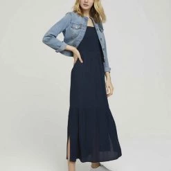 Rabatt 😍 TOM TAILOR Jerseykleid »Gerafftes Midikleid mit Spaghettiträgern« 🤩 -Tom Tailor Verkaufsgeschäft 570a0c94 0f99 543d bda2 beebecf3157e