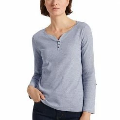 Schlussverkauf ❤️ TOM TAILOR Langarmshirt mit Henley-Ausschnitt Wollweiß-olivgrün-gestreift, Wollweiß-navy-gestreift ⭐