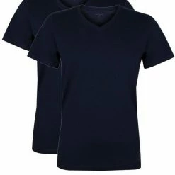 Am billigsten 🔔 TOM TAILOR T-Shirt »Tom Tailor 2er Pack V-Neck« (1-tlg) aus 100% Baumwolle Tarmac grey, Sky captain blue 🔥
