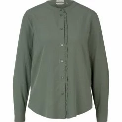 Billig 🌟 TOM TAILOR Langarmbluse »Rüschen Bluse mit Lyocell« Dusty mid olive, Deep black 🥰 -Tom Tailor Verkaufsgeschäft 58ba3020 380d 58b5 b325 1585c1c92130