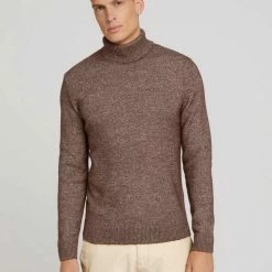 Auslauf 🎁 TOM TAILOR Strickpullover »Melierter Rollkragenpullover mit recyceltem Polyester« Soft beige melange, Dark prune melange 🥰