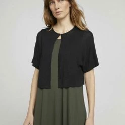 Bestes Angebot ⌛ TOM TAILOR Strickjacke »Kurzer Bolero mit Knopf« Deep black, Grape Leaf Green, Whisper White, Linen White 😍 -Tom Tailor Verkaufsgeschäft 5ed203a3 6095 50fe a842 dfe994988364