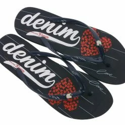 Budget 👍 TOM TAILOR »TOM TAILOR DENIM Hausschuhe schicke Zehentrenner Trend-Sandale mit Herz Logo Schwarz« Hausschuh ✨