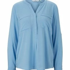 Billig ✔️ TOM TAILOR Langarmbluse »Tunikabluse mit Turn-Up Ärmeln« Clear Light Blue, Sky Captain Blue ✔️ -Tom Tailor Verkaufsgeschäft 640168c2 e4c4 5ce8 a305 5c0df7f59e84