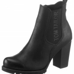 Auslauf 🛒 TOM TAILOR Stiefelette mit Logo auf dem Stretcheinsatz ❤️