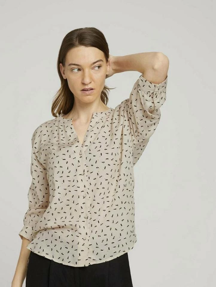 Budget 🧨 TOM TAILOR Langarmbluse Beige geometrical design, Khaki small floral design, Khaki white outline leaves 🥰 5 Budget 🧨 TOM TAILOR Langarmbluse Beige geometrical design, Khaki small floral design, Khaki white outline leaves 🥰 - Image 5