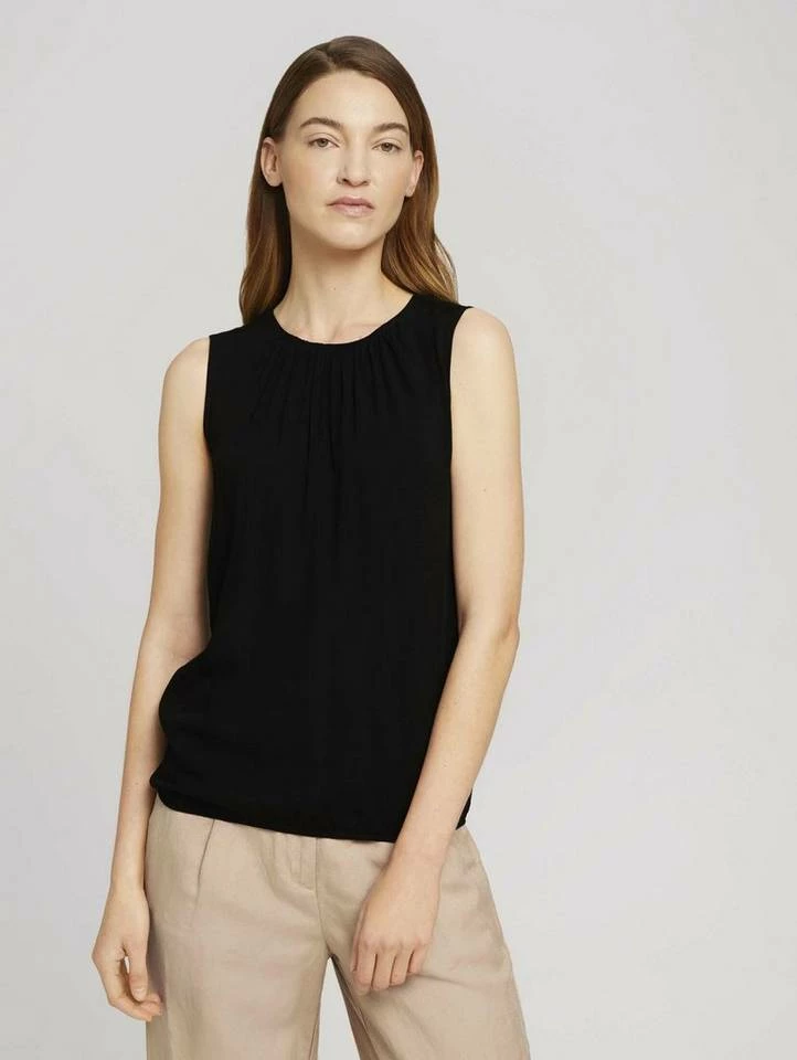 Rabatt 🎉 TOM TAILOR Langarmbluse »Ärmellose Bluse mit elastischem Bund« Deep black, Beige geometrical design, Khaki white outline leaves, Caramel Brown ❤️ 69 Rabatt 🎉 TOM TAILOR Langarmbluse »Ärmellose Bluse mit elastischem Bund« Deep black, Beige geometrical design, Khaki white outline leaves, Caramel Brown ❤️ - Image 69