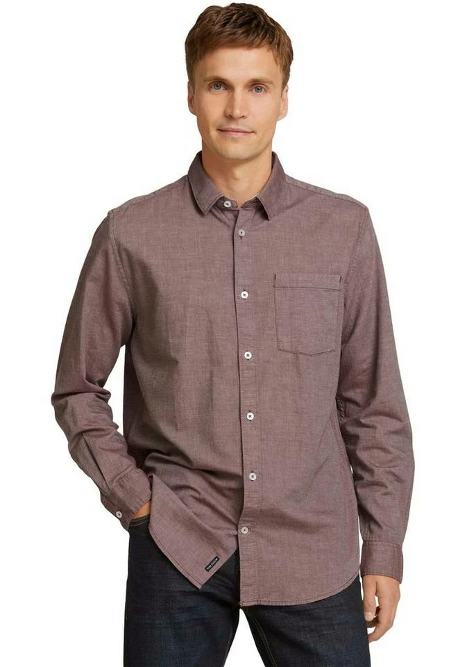 Rabatt 🥰 TOM TAILOR Langarmhemd Navy, Rot ⌛ 1 Rabatt 🥰 TOM TAILOR Langarmhemd Navy, Rot ⌛