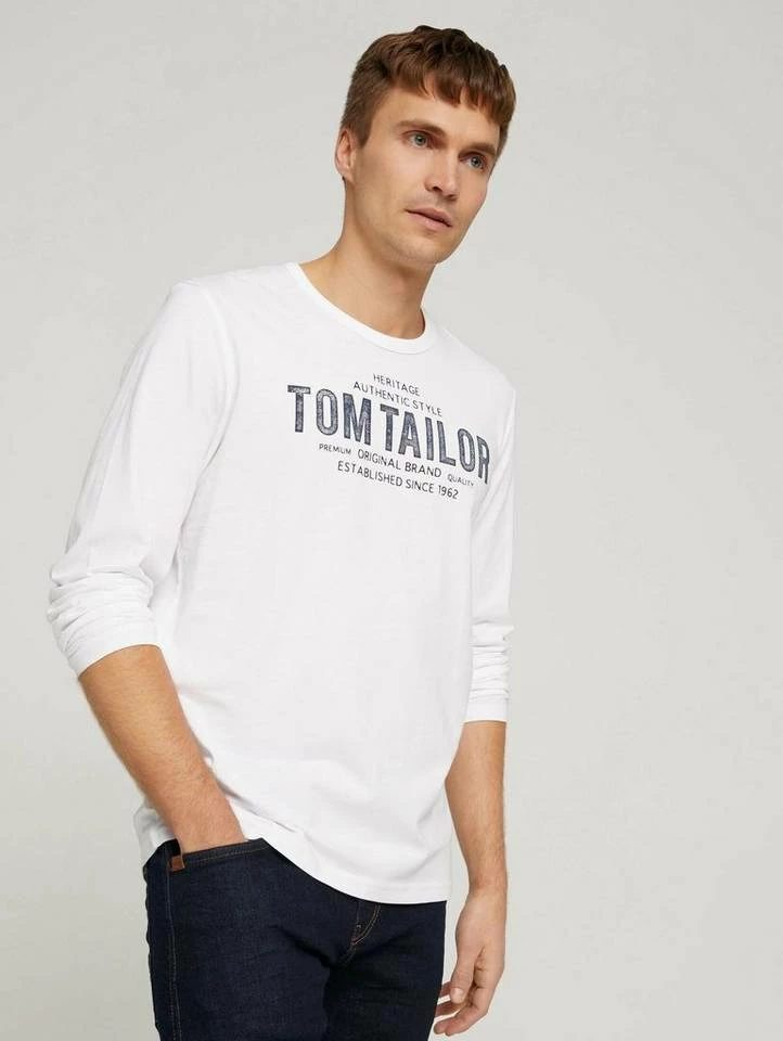 Angebote 🔔 TOM TAILOR T-Shirt »Langarmshirt mit Logoprint« Black, White 🌟 4 Angebote 🔔 TOM TAILOR T-Shirt »Langarmshirt mit Logoprint« Black, White 🌟 - Image 4