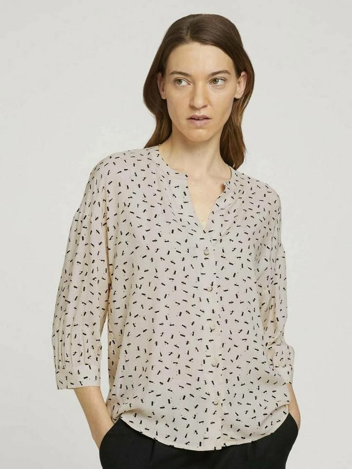 Budget 🧨 TOM TAILOR Langarmbluse Beige geometrical design, Khaki small floral design, Khaki white outline leaves 🥰 2 Budget 🧨 TOM TAILOR Langarmbluse Beige geometrical design, Khaki small floral design, Khaki white outline leaves 🥰 - Image 2