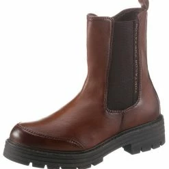 Neu ⭐ TOM TAILOR Chelseaboots im Used Look Cognac, Schwarz 👏