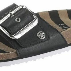 Rabatt 🌟 TOM TAILOR Pantolette mit gestreifter Lederdecksohle Schwarz, Braun, Weiß 👍 -Tom Tailor Verkaufsgeschäft 6aec8524 26f7 5900 b498 e10ec121db5e