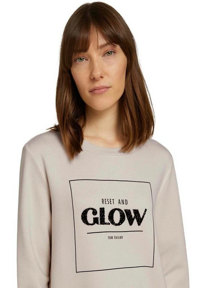 Bestes Angebot 😉 TOM TAILOR Sweatshirt mit Applikation aus schwarzen Glitzersteinchen Earth brown, Cold beige, Deep black ⌛ 3 Bestes Angebot 😉 TOM TAILOR Sweatshirt mit Applikation aus schwarzen Glitzersteinchen Earth brown, Cold beige, Deep black ⌛ - Image 3