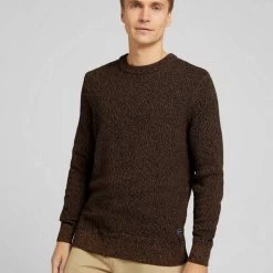 Blitzangebot 🥰 TOM TAILOR Strickpullover »Melierter Pullover« Burgundy navy mouline structur, Green navy mouline structure, Grey navy mouline structure, Navy cognac mouline structure ✨
