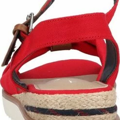 Brandneu 🎉 TOM TAILOR »Lederimitat/Textil« Keilsandalette White, Red, Navy 🥰 -Tom Tailor Verkaufsgeschäft 6defeae9 0b42 51f0 8211 7912dc370304