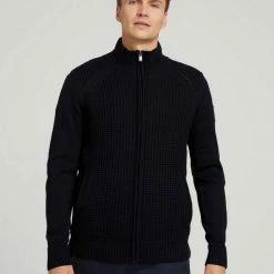 Beste Bewertungen von ⌛ TOM TAILOR Strickpullover »Strickjacke mit Stehkragen und Reißverschluss« Black Grey Melange, Sky Captain Blue ❤️