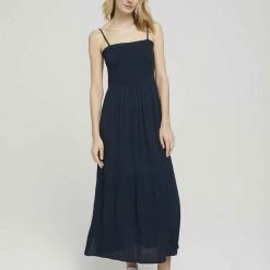 Rabatt 😍 TOM TAILOR Jerseykleid »Gerafftes Midikleid mit Spaghettiträgern« 🤩