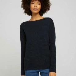 Besorgen ⭐ TOM TAILOR Strickpullover »Gemustertes Langarmshirt« Whisper White, Sky Captain Blue, Strong peach tone ✨ -Tom Tailor Verkaufsgeschäft 77181d8f 41ea 526c 80a9 39608fe048a5