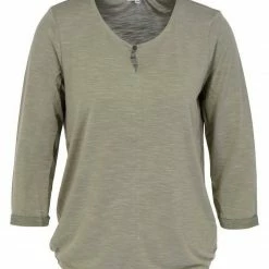 Billig 💯 TOM TAILOR T-Shirt »T-Shirt Button Loop 3/4Arm 👕 Shirt« Prairie Grass Green, Whisper White 🎉