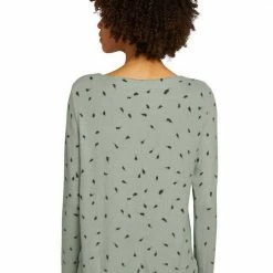 Besorgen ⌛ TOM TAILOR Langarmshirt mit seitlichem Kordelzug am Saum Green melange leaf (grün, meliert), Black stripe (schwarz, gestreift), Grey melange check (grau, meliert) 🔔 -Tom Tailor Verkaufsgeschäft 815ee101 043a 5b65 a661 d68d33b43ba8