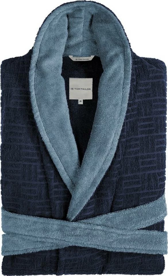 Blitzangebot 🔥 Unisex-Bademantel »Wellness«, TOM TAILOR, in toller Hoch/Tief-Webtechnik Navy, Silver 👍 2 Blitzangebot 🔥 Unisex-Bademantel »Wellness«, TOM TAILOR, in toller Hoch/Tief-Webtechnik Navy, Silver 👍 - Image 2