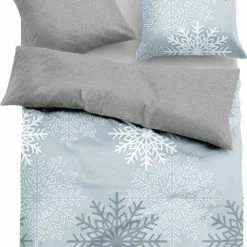 Schlussverkauf 🧨 Wendebettwäsche »BIG SNOW«, TOM TAILOR, mit weihnachtlichen Schneeflocken Sand, Grey, Light blue ✔️