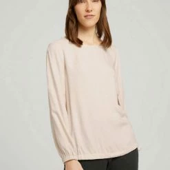 Bestpreis 🧨 TOM TAILOR Langarmbluse »Melierte Bluse mit Tunnelzug« Cold beige melange, Soft greyish green melange 👍 -Tom Tailor Verkaufsgeschäft 87201ef3 1659 5623 b22a 0269b3abd884