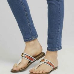 Am billigsten 🤩 TOM TAILOR »Zehentrenner mit Logo-Coin« 🩴 Sandale (1-tlg) Navy, Offwhite 🥰