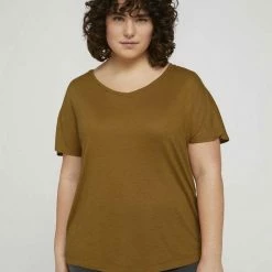 Schlussverkauf 🧨 TOM TAILOR MY TRUE ME T-Shirt »Plus - T-Shirt mit Ärmeldetail« California Umber, Sky Captain Blue 🛒 -Tom Tailor Verkaufsgeschäft 898334f5 83e6 5ef9 858e 23e3e3d77771