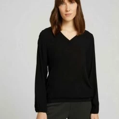 Budget 👍 TOM TAILOR 👕 Shirtbluse mit Gummizügen an den Ärmelabschlüssen Deep black, Black leaf design (schwarz), Beige brown check (braun), Brown leaf design 🛒 -Tom Tailor Verkaufsgeschäft 8ec3ea32 bcfb 542a a997 4d8f7fa53e21