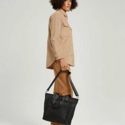 Schlussverkauf ✨ TOM TAILOR Shopper »Viona Shopper mit Lederelementen« Schwarz #ft5_slash# black, Dark blue ⌛