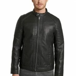 Angebote 🥰 TOM TAILOR Bikerjacke aus Lederimitat Black, Stone grey fake leather 👏