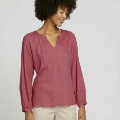 Besorgen 🔥 TOM TAILOR Langarmbluse »Geraffte Bluse mit LENZING(TM) ECOVERO(TM)« Dark Denim Blue, Cozy pink, Whisper White, Dark maroon red 🧨 -Tom Tailor Verkaufsgeschäft 9463ae34 9f91 56c0 bb35 8ebb4a82e6c5