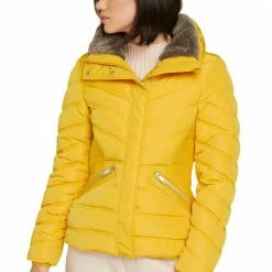Brandneu 🛒 TOM TAILOR Steppjacke mit abnehmbarem Teddy-Futter am Kragen Schwarz, Rosa, Curry, Grün 🎁