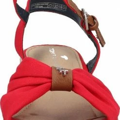 Brandneu 🎉 TOM TAILOR »Lederimitat/Textil« Keilsandalette White, Red, Navy 🥰 -Tom Tailor Verkaufsgeschäft 965627ce 7041 5749 97f3 df793ca017bc