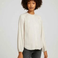 Aktion 😉 TOM TAILOR Langarmbluse »Bluse mit Knopfleiste« Khaki olive, Cold beige 🔥 -Tom Tailor Verkaufsgeschäft 9b50d0b5 4c32 55e3 abd1 1b7d631209c6