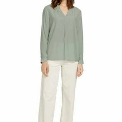 Neu 🥰 TOM TAILOR Langarmbluse mit Faltenlegung Soft greyish green, Cold beige, Dusty mid olive 🤩 -Tom Tailor Verkaufsgeschäft 9bcc6457 3815 503d 9de9 87be826ae726