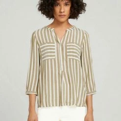 Besorgen 🛒 TOM TAILOR Schlupfbluse mit verdeckter Knopfleiste Peach offwhite vertical stripe, Vertical Mid Blue Stripe, Lilac white vertical stripe, Chambre white vertical stripe 🔥 -Tom Tailor Verkaufsgeschäft 9c4f4278 c67f 5def bb1d 2bf75f18f737