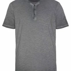 Billig 🎉 TOM TAILOR T-Shirt mit Knopfleiste Dunkelgrau, Dunkelblau 🌟