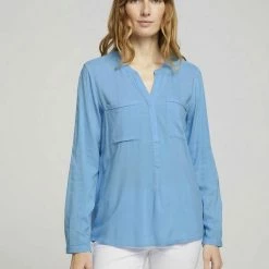 Billig ✔️ TOM TAILOR Langarmbluse »Tunikabluse mit Turn-Up Ärmeln« Clear Light Blue, Sky Captain Blue ✔️ -Tom Tailor Verkaufsgeschäft 9c81fbad 31d1 5960 975d 7d176816e97e