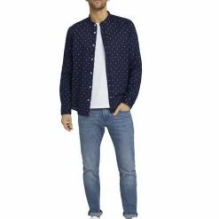 Bestpreis 🔔 TOM TAILOR Langarmshirt »regular cotton linen mao 👚 shirt« Navy white scattered design, Off White ✔️ -Tom Tailor Verkaufsgeschäft 9dae139d c7be 55a8 81b7 5f960042c216