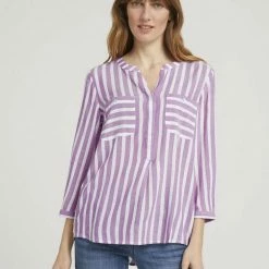 Besorgen 🛒 TOM TAILOR Schlupfbluse mit verdeckter Knopfleiste Peach offwhite vertical stripe, Vertical Mid Blue Stripe, Lilac white vertical stripe, Chambre white vertical stripe 🔥 -Tom Tailor Verkaufsgeschäft a09f8fce 2cc4 5e62 acee b8cbfd13e313