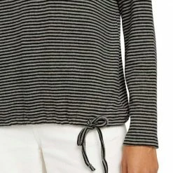 Besorgen ⌛ TOM TAILOR Langarmshirt mit seitlichem Kordelzug am Saum Green melange leaf (grün, meliert), Black stripe (schwarz, gestreift), Grey melange check (grau, meliert) 🔔 -Tom Tailor Verkaufsgeschäft a0a29fef 986a 5e0c a49b 6b1a4c3568d0