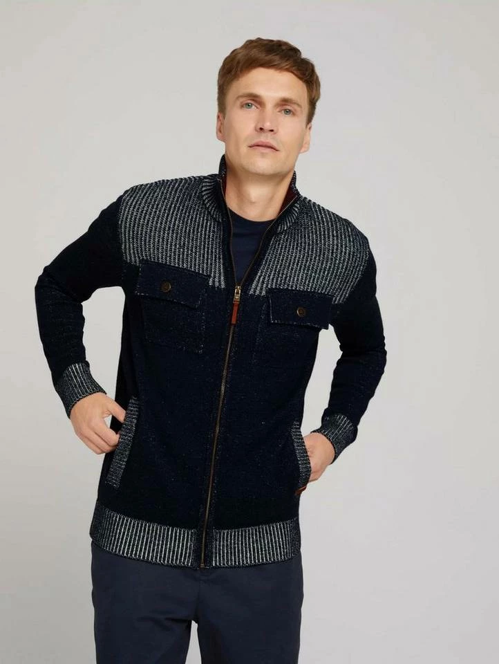 Am billigsten ✨ TOM TAILOR Strickjacke »Melierte Strickjacke mit Brusttaschen« Sky Captain Blue, Soft buttercream, Black Grey Melange 🤩 4 Am billigsten ✨ TOM TAILOR Strickjacke »Melierte Strickjacke mit Brusttaschen« Sky Captain Blue, Soft buttercream, Black Grey Melange 🤩 - Image 4