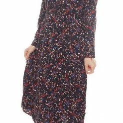 Besorgen 😉 TOM TAILOR Sommerkleid »TOM TAILOR Midi-Kleid zartes Sommer-Kleid für Frauen mit abstraktem, floralem Muster Freizeit-Kleid Blau« 🔔