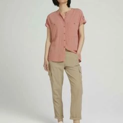 Aktion 🎁 TOM TAILOR Langarmbluse »Kurzarm Hemdbluse mit LENZING(TM) ECOVERO(TM)« Dusty pastel pink, Dark Denim Blue 🎉 -Tom Tailor Verkaufsgeschäft a20aa40a 5db0 5908 b52e 5dc7e535d4de