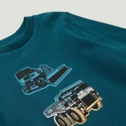 Auslauf ✨ TOM TAILOR Sweatshirt »Sweatshirt mit Motivprint« Deep teal-green, Enamel blue-cyan 🤩
